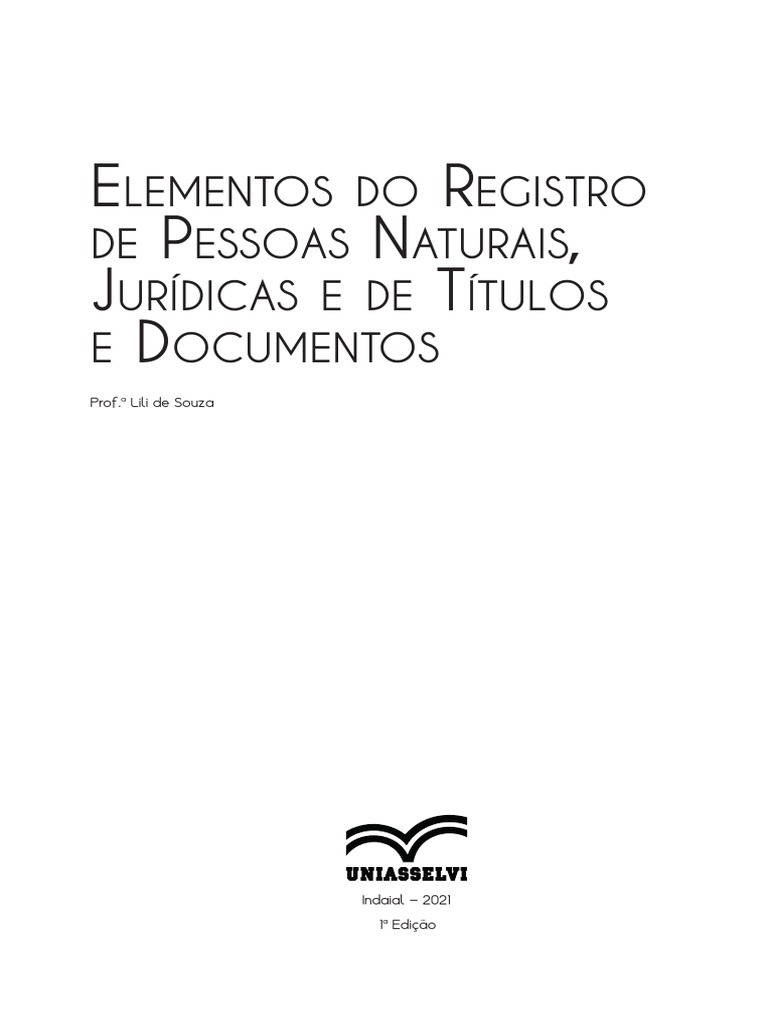 Elementos Do Registro de Pessoas Naturais, Jurídicas e de Títulos e ...