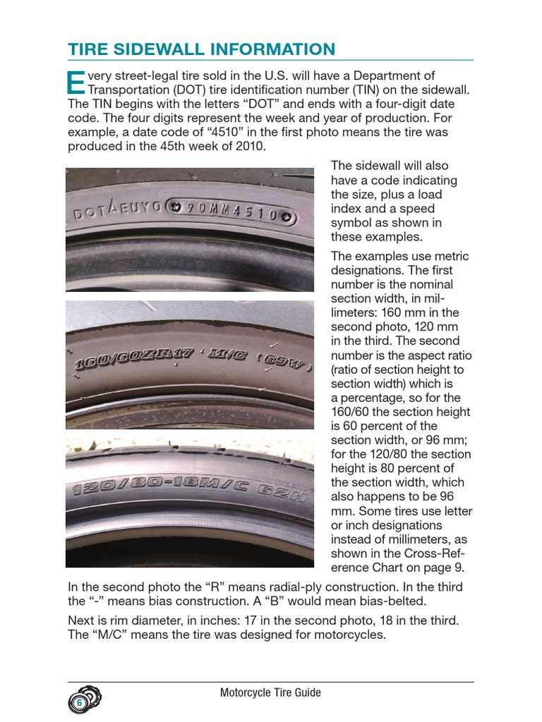 Motorcycle Tire Guide Tire Sidewall Information PDF Vehicles