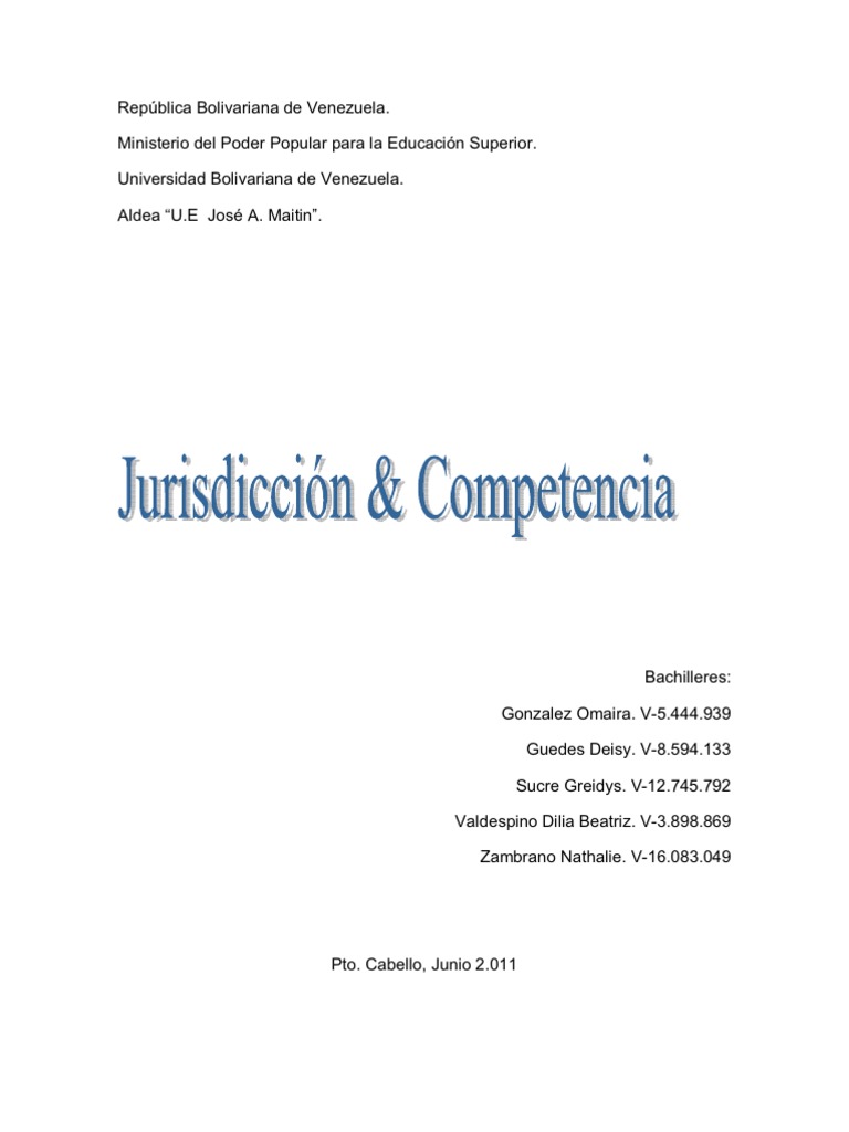 Jurisdicción y Competencia en Venezuela | PDF | Jurisdicción | Ley procesal