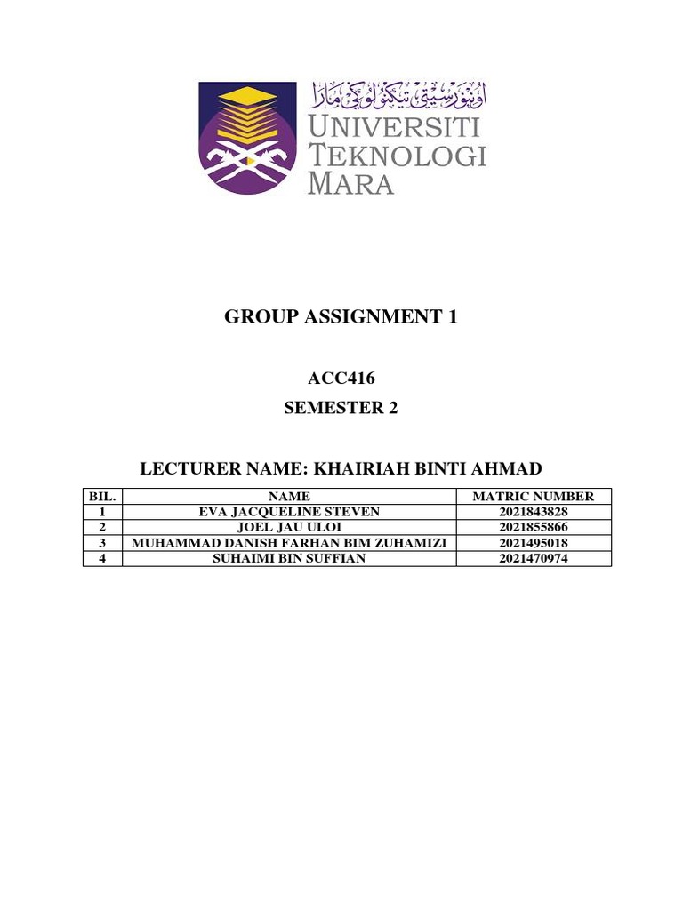Group Assignment 1 Group 5 Pdf Stocks Cost Of Goods Sold