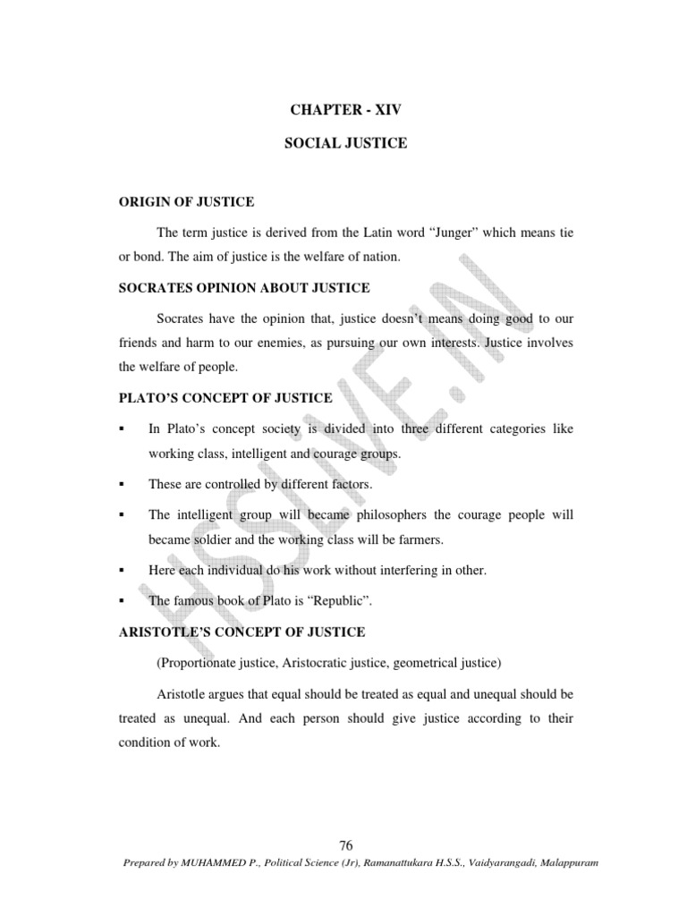 Origin of Justice Chapter Xiv Social Justice PDF Justice Crime