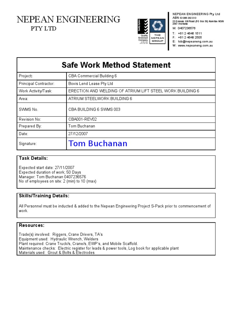 Method statement example essay picture
