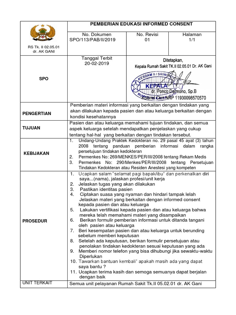 Edukasi Informed Consent Pasien Rs Gani Pdf