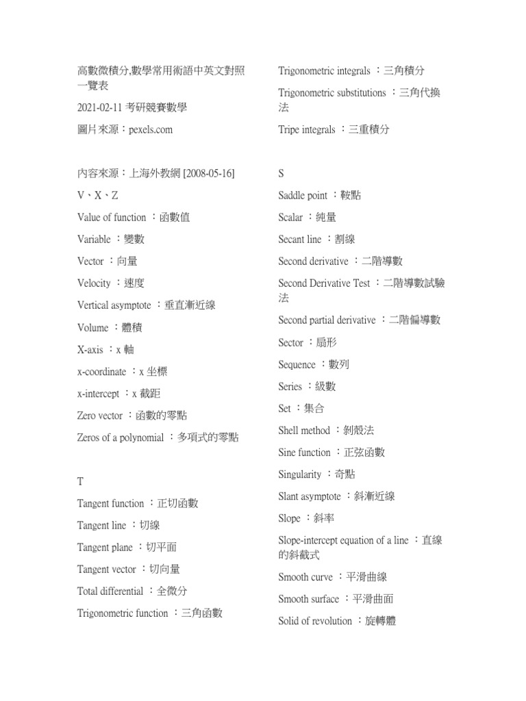 中英對照Calculus | PDF