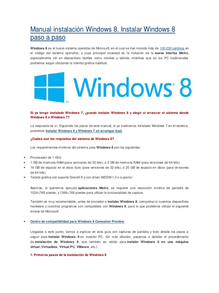 Guía para Instalar Windows 8 Paso a Paso | PDF | Windows 8 | Microsoft ...