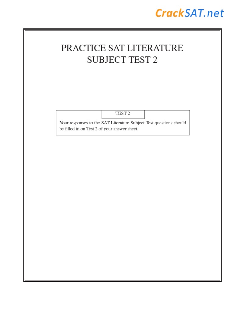 SAT Literature Practice Test 2 | PDF | Sat | Jackie Robinson