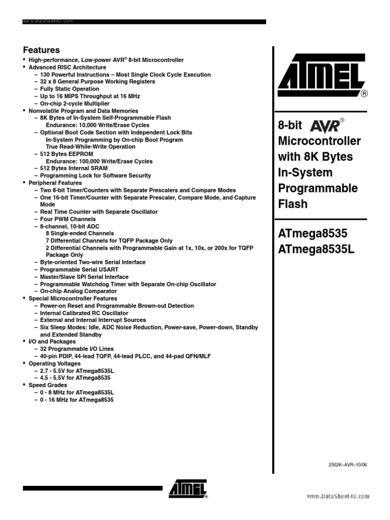ATmega8535 (L) | PDF | Microcontroller | Programming