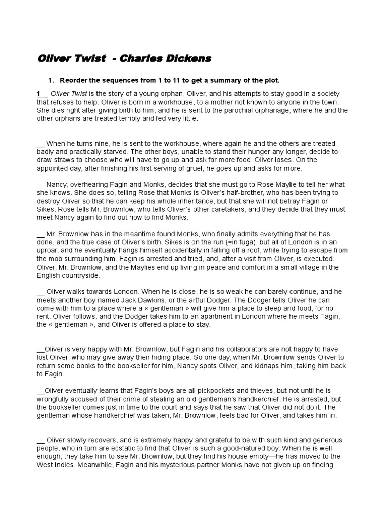 Oliver Twist Activities PDF Oliver Twist Nancy (Oliver Twist)