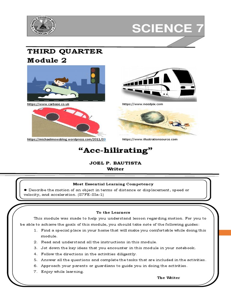 SCIENCE 7 Q3 Week 2 | PDF | Acceleration | Speed