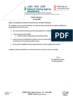 Public Notice 16 July 2022 Subject: IX Corrigendum-Common University Entrance Test (CUET - (PG) 2022)