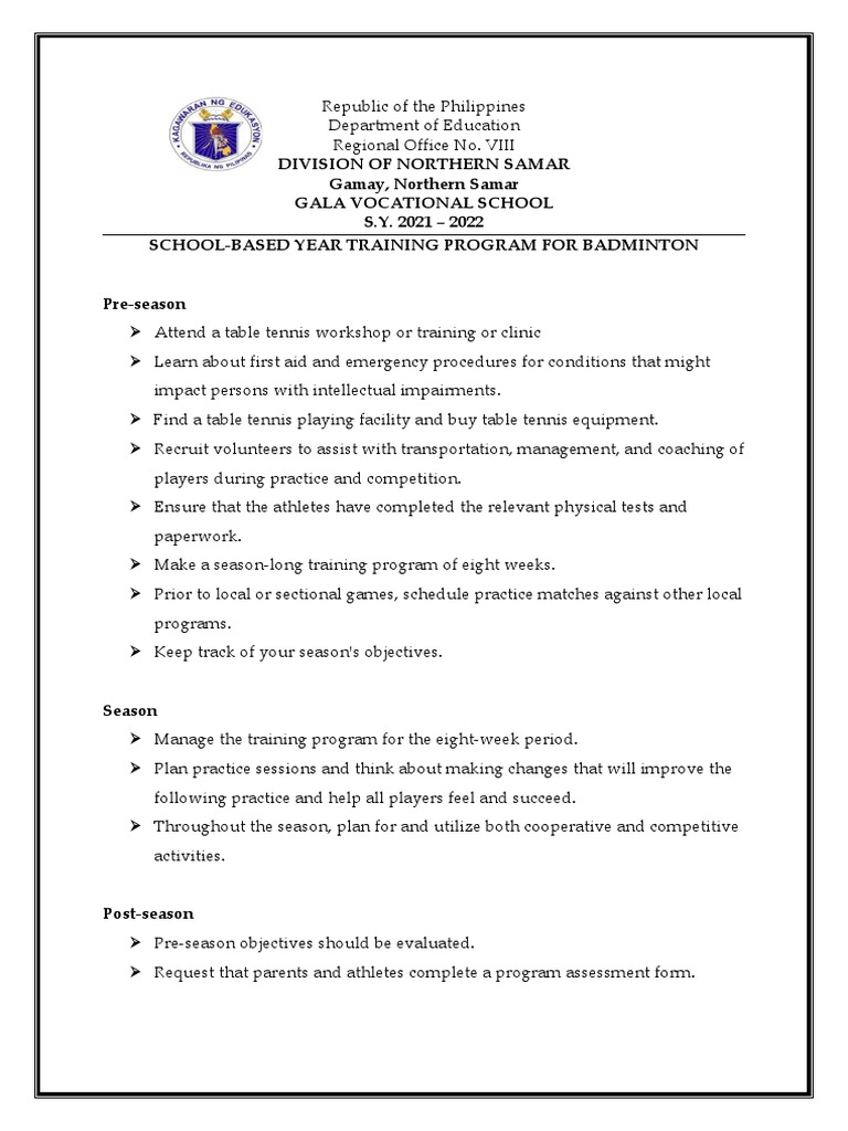 Training Program Matrix PDF