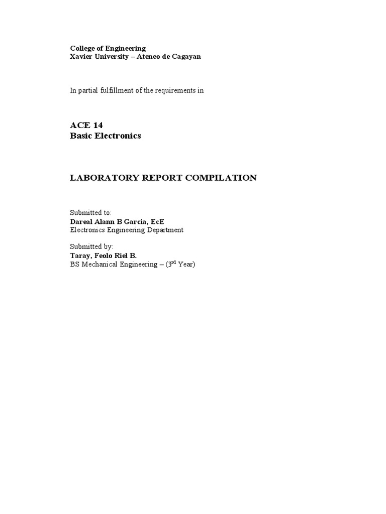 TARAY ACE 14 Laboratory Report Format PDF Rectifier Bipolar