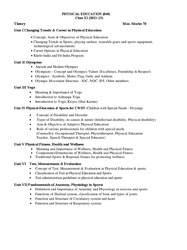 Physical Education Curriculum Overview | PDF | Anatomical Terms Of ...