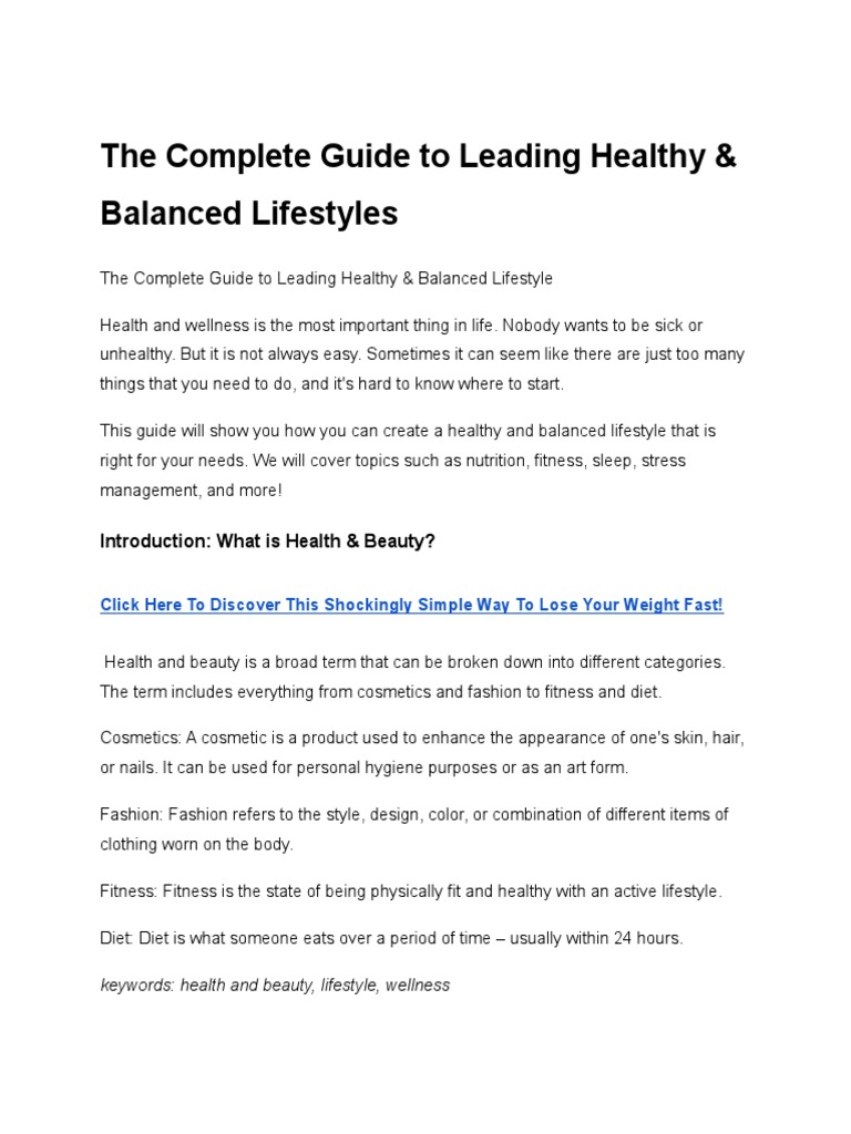 The Complete Guide To Leading Healthy & Balanced Lifestyles | PDF