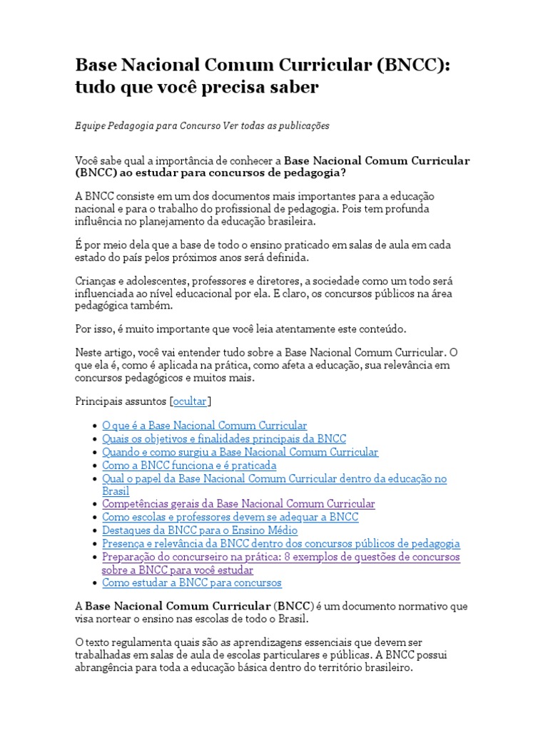 BNCC: Guia Essencial para Concursos | PDF | Pedagogia | Science