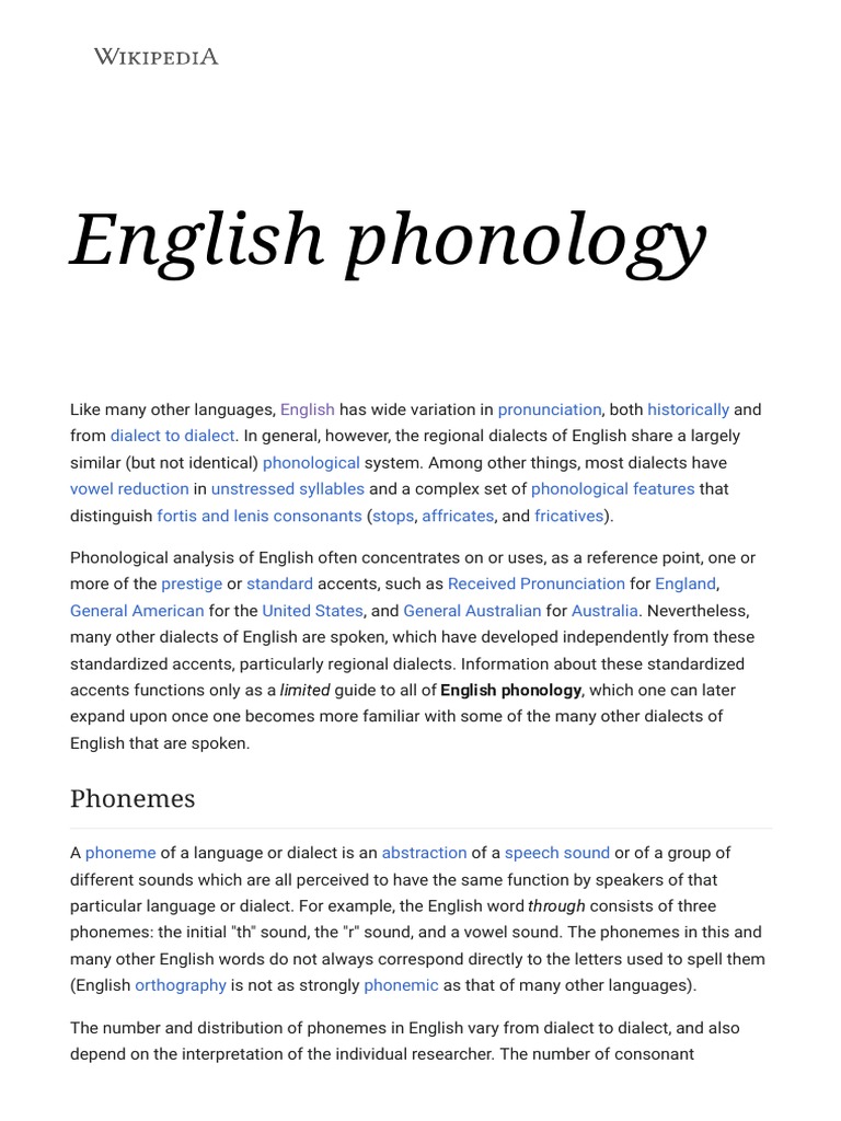 English Phonology Wikipedia PDF Stress (Linguistics) Syllable