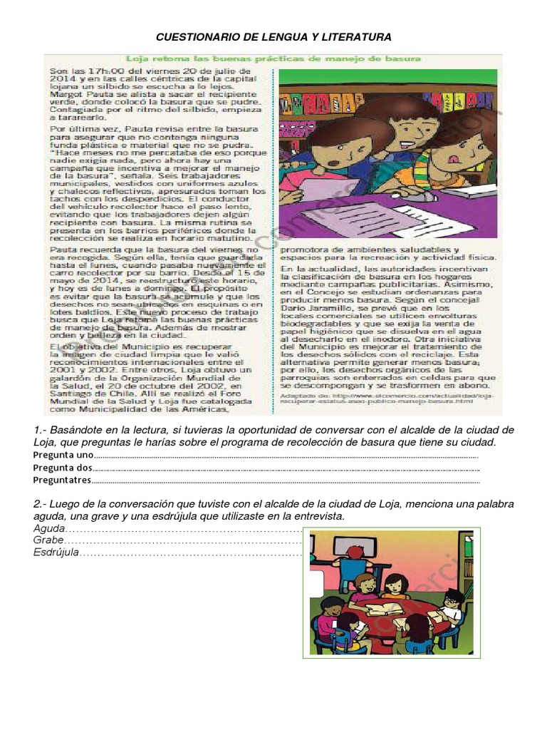 Cuestionario de Lengua y Literatura | PDF