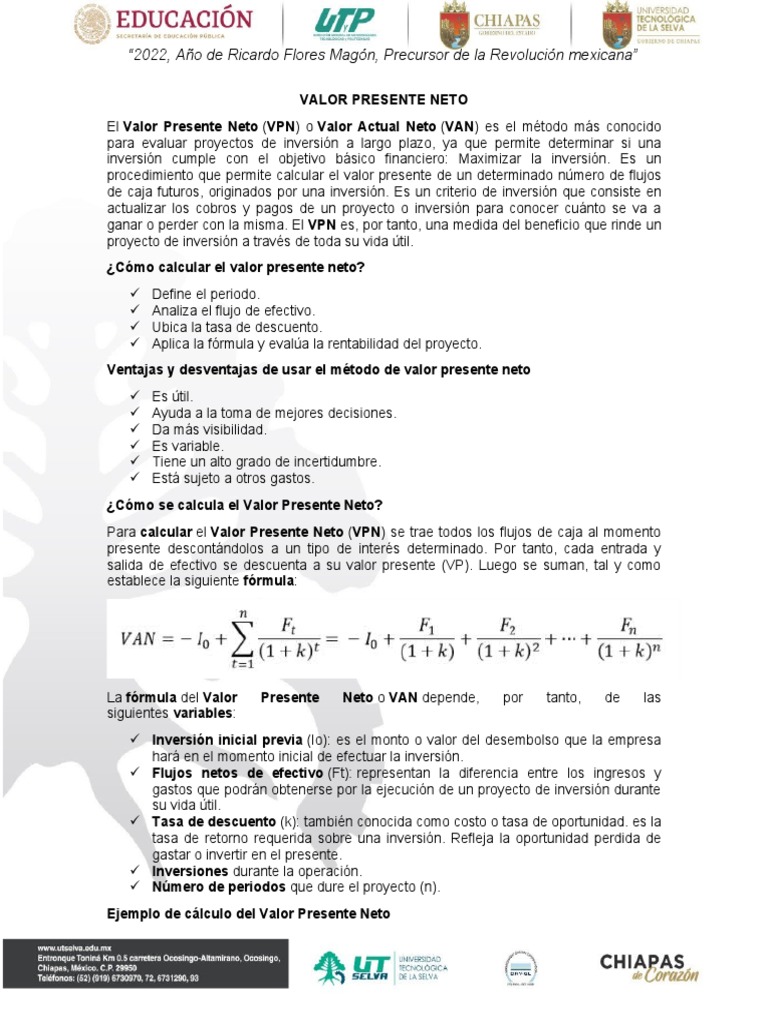 Valor Presente Neto | Descargar gratis PDF | Valor presente neto ...