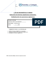 Guía de Matemática 4° Medio: Reducción de términos y multiplicación de expresiones algebraicas