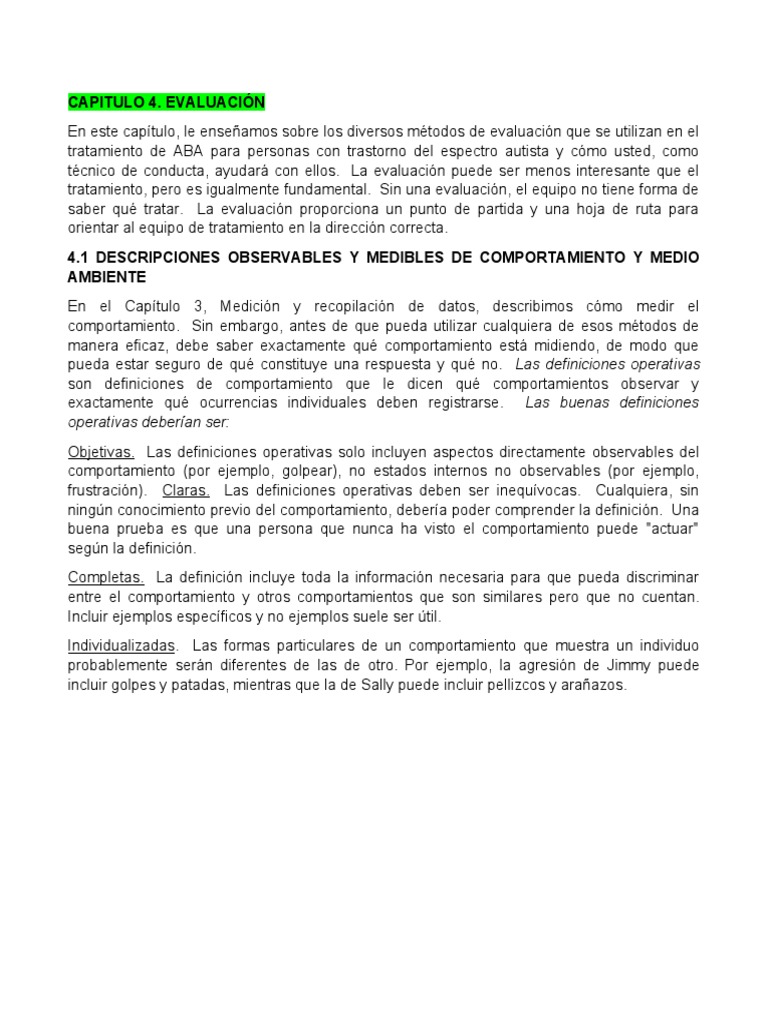Métodos de Evaluación en ABA para RBT | PDF | Comportamiento ...