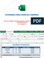 Atividade para Fazer No Caderno - Revisão Excel