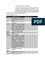 Rúbrica de calificación de los artículos