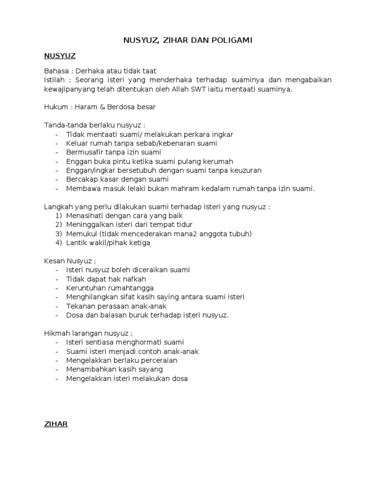 Nusyuz Zihar Poligami Pdf