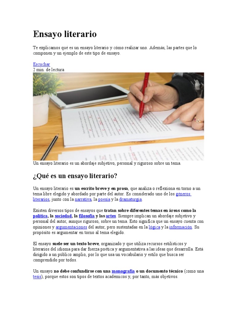 Ensayo Literario | PDF | Ensayos