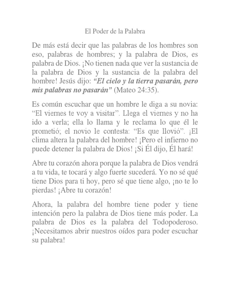 El poder transformador de la Palabra de Dios | PDF | Satán | Jesús