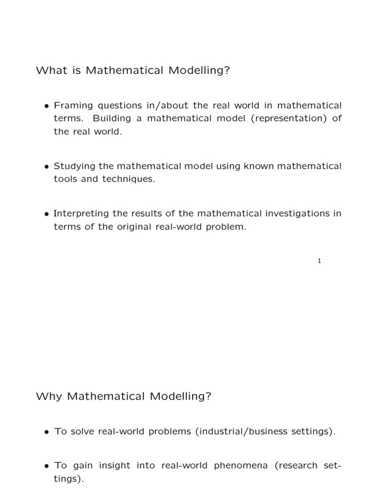 What Is Mathematical Modelling? | PDF | Mathematical Model | Variable ...