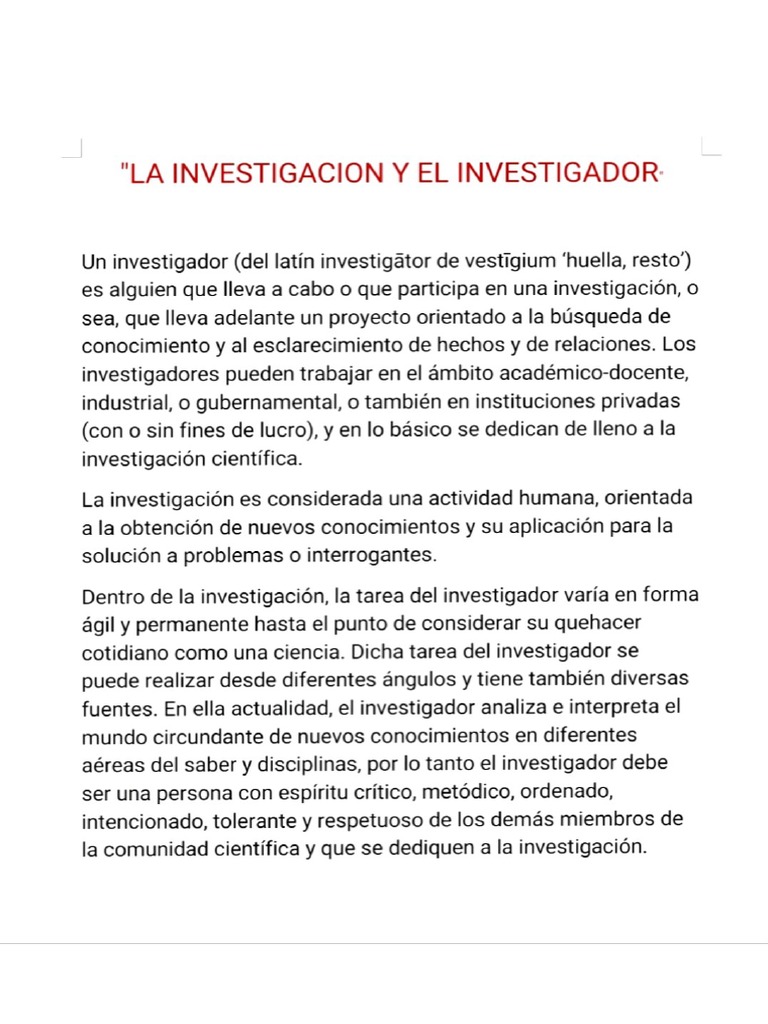 La Investigación y El Investigador | PDF
