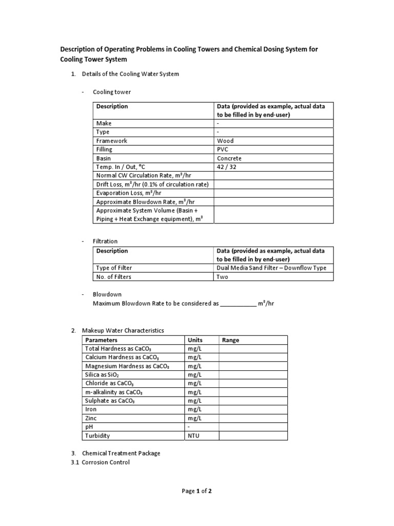 Cooling Tower Problems and Chemical Dosing PDF Magnesium Water
