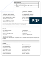 Prova Português 3° Ano Ensino Médio 3° Bimestre