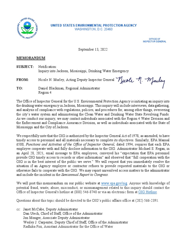 OIG Notice PDF United States Environmental Protection Agency