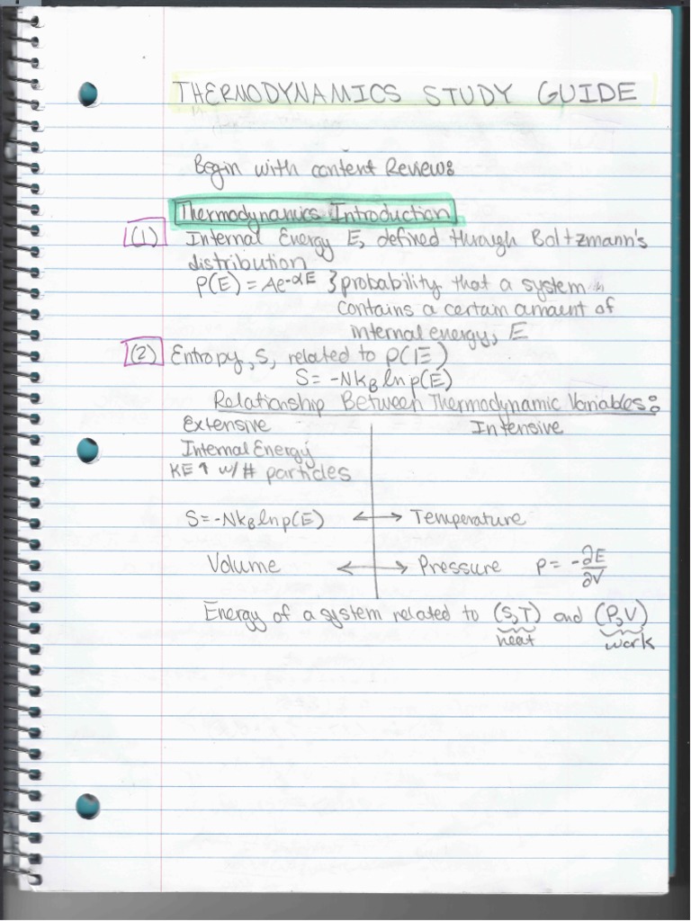 Thermodynamics Study Guide | PDF