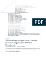 Standard Operating Procedure Human Resources Department - SOP HR Department