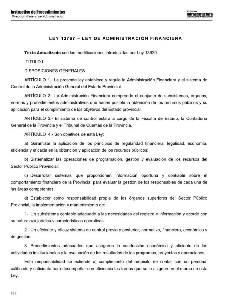 Ley 13767: Administración Financiera Provincial | PDF | Presupuesto ...