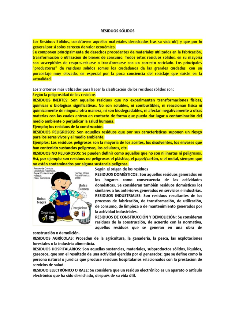 Clasificación y manejo de residuos sólidos | PDF | Residuos | Reciclaje