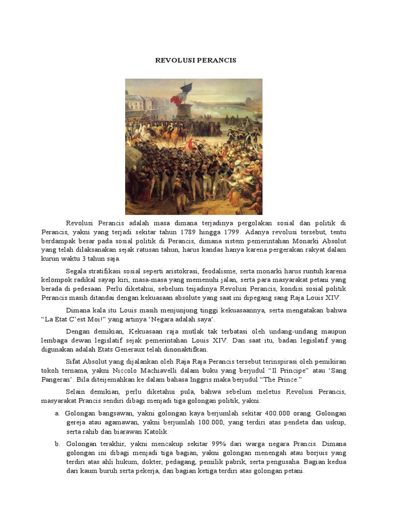 Revolusi Perancis Adalah Masa Dimana Terjadinya Pergolakan Sosial Dan