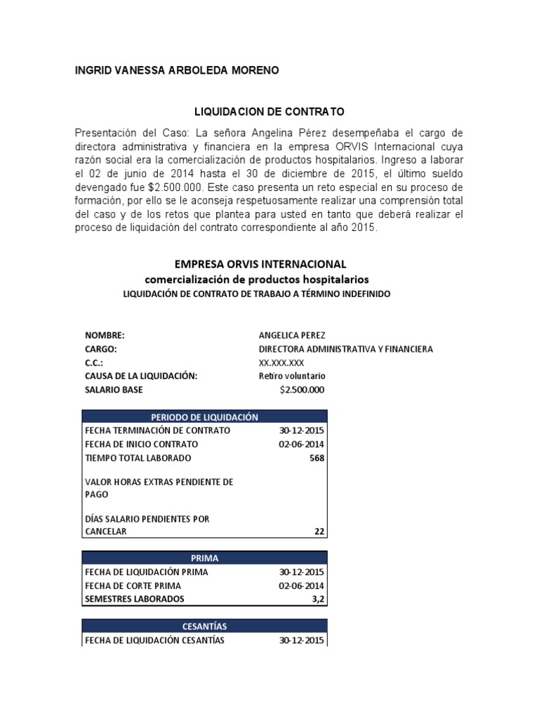 Liquidacion de Contrato | PDF | Salario | Economias