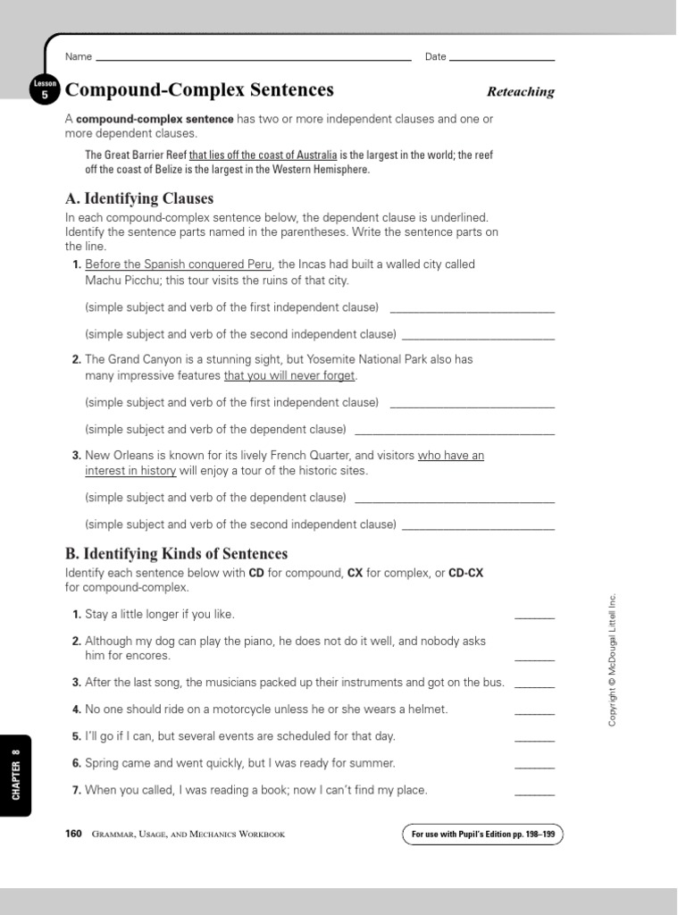 7th Compound Complex Sentences Syntax Rules