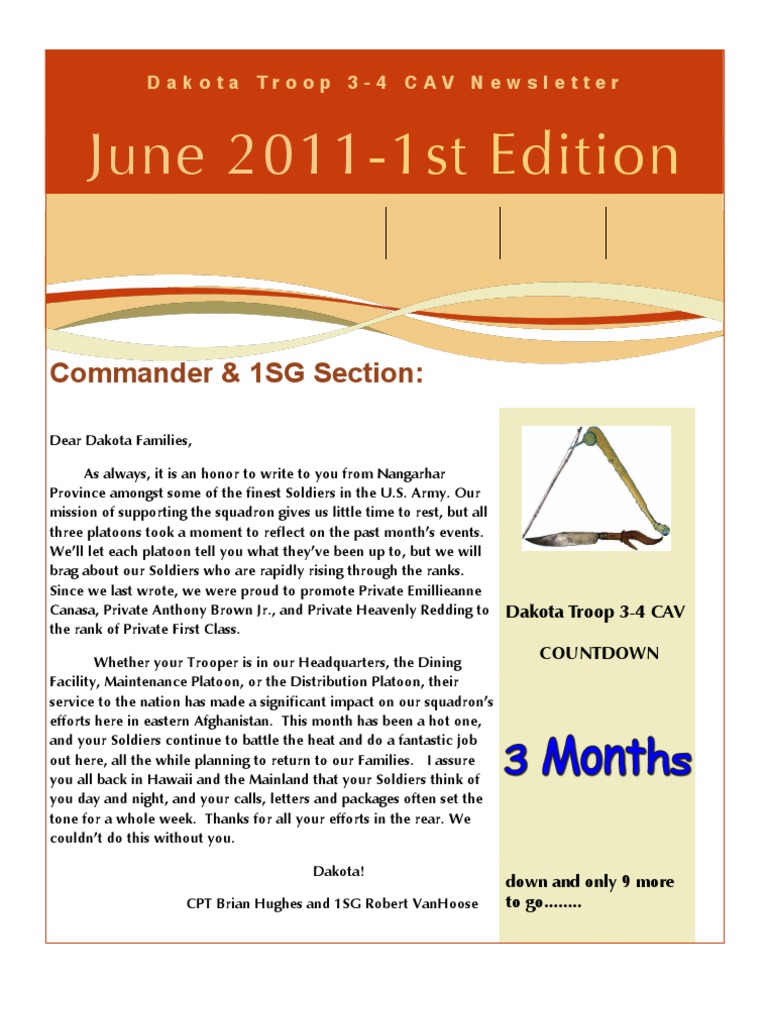 Dakota Troop 3-4 CAV June Newsletter | PDF | Platoon | Military ...