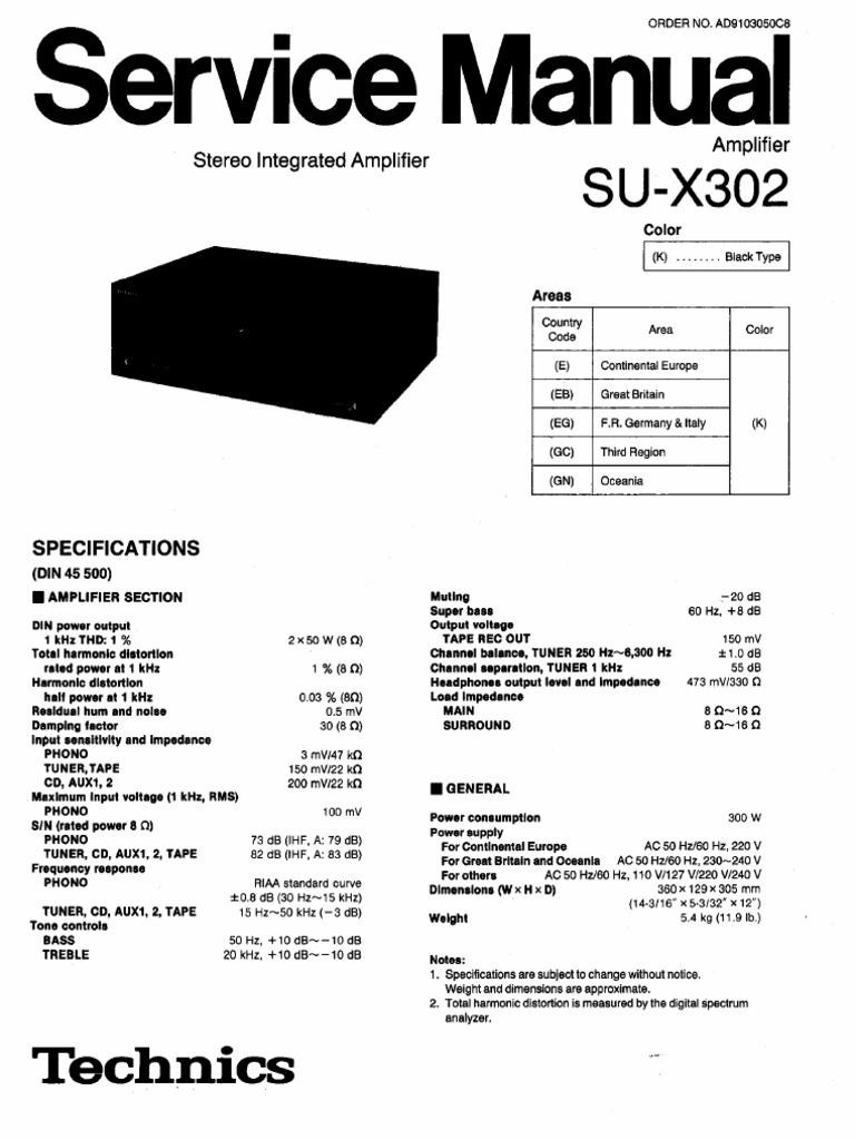 Technics SU-X302 Service Manual