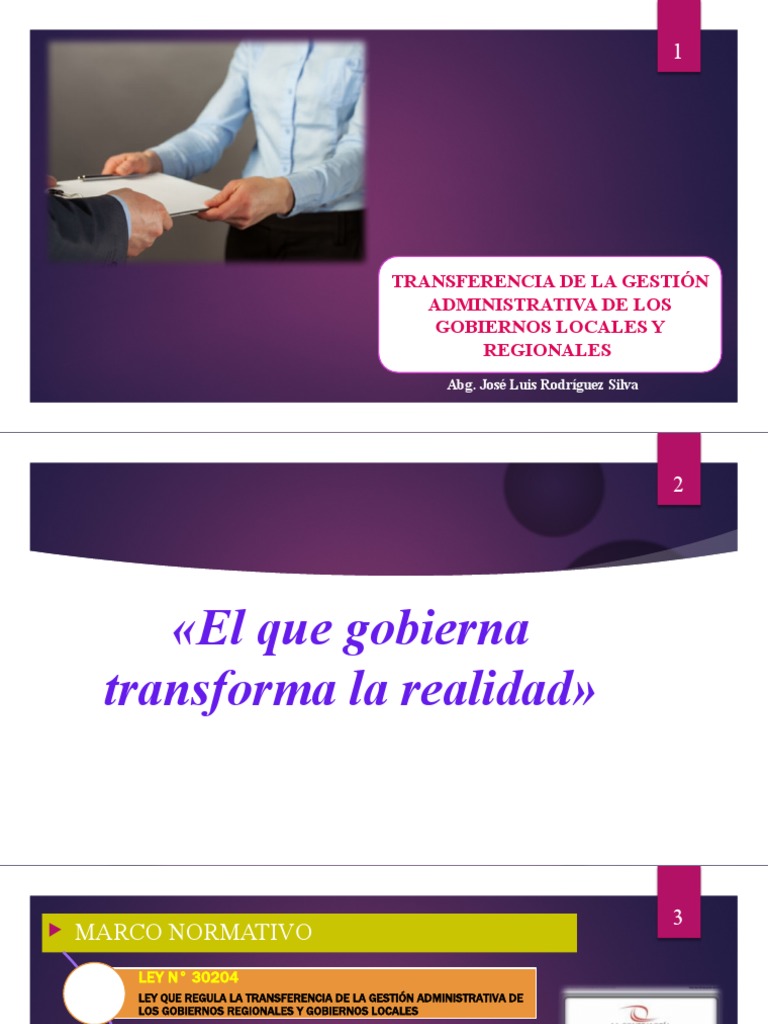 Presentacion TRANSFERENCIA DE GESTIÓN - Ultima | PDF | Presupuesto ...