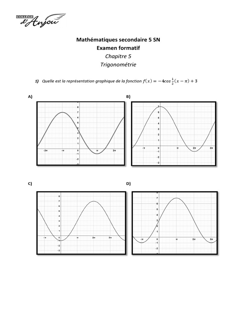 Examen Trigonométrie Sec 5 SN | PDF