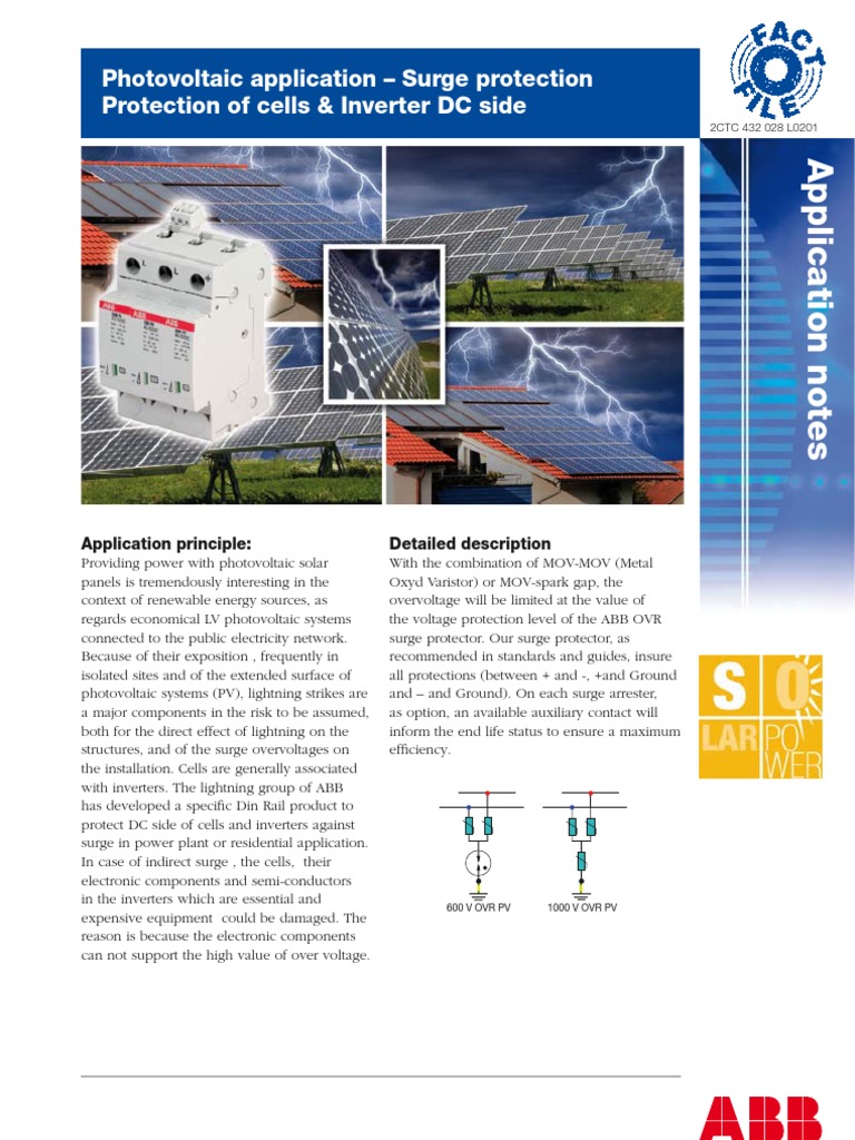 ABB Surge Protection PV Application PDF Photovoltaics