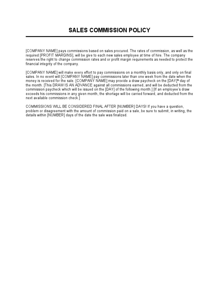 Sales Commission Policy | PDF