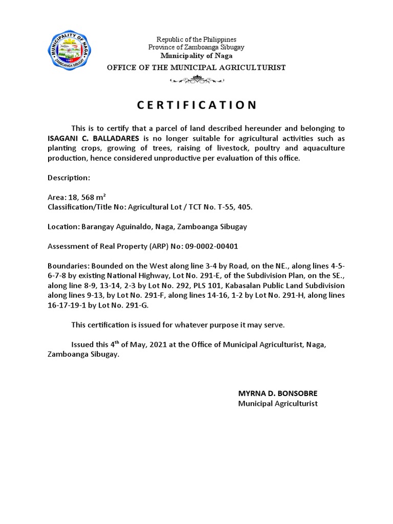 Certification Land Conversion PDF