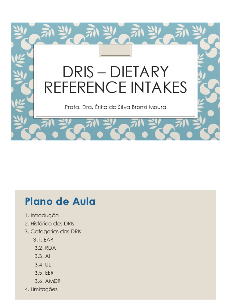 Aula DRI | PDF | Nutrientes | Vitamina