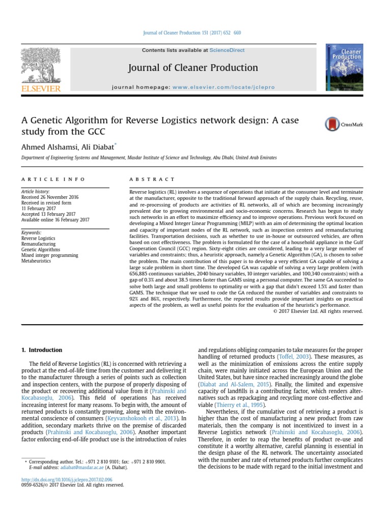 A Genetic Algorithm For Reverse Logistics Network Design | Descargar ...
